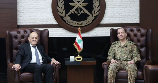 قائد الجيش عرض ولودريان آخر التطورات في لبنان والمنطقة وسبل دعم الجيش