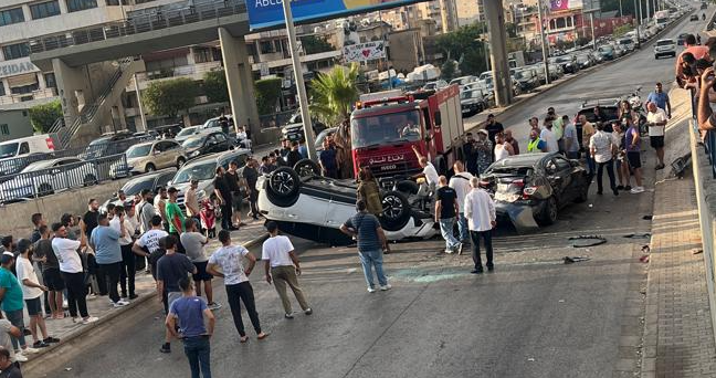 جريح في حادث سير على أوتوستراد المدينة الرياضية